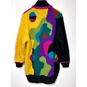 Vintage Retro 80's Michael Carol Size L Cocoon Cardigan Sweater Italian Mohair